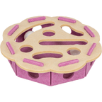 Angled view of the Trixie Hole 'n' Roll felt flower cat activity toy for interactive play