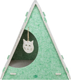 Side view of the Trixie Lucy felt tepee cat bed highlighting the spacious hideaway and sturdy construction
