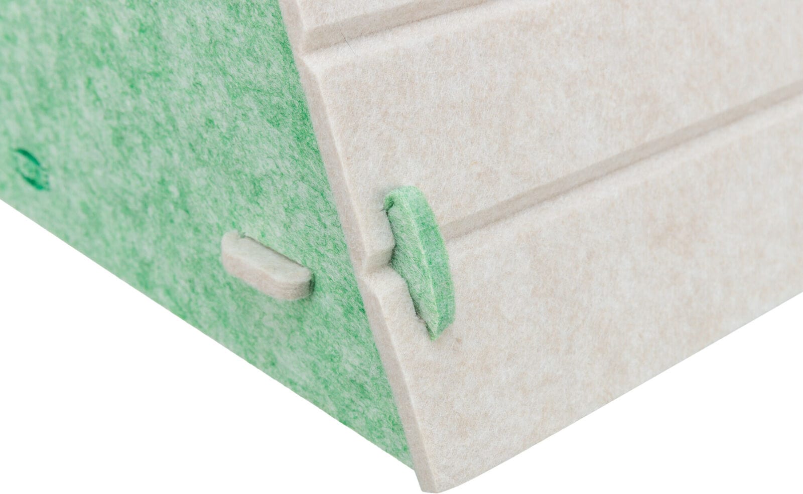 Close-up of the sturdy felt construction and secure connectors on the Trixie Lucy tepee cat cave
