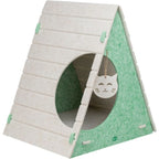 Trixie Lucy felt tepee cat cave bed with two entrances and hanging cat toy for cats