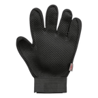 Breathable black mesh back and adjustable wrist strap on the Trixie Massage & Shine cat grooming glove