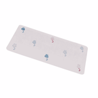 Side view of Trixie Lilly Cats non slip food and water bowl placemat with blue and pink cat design for cats
