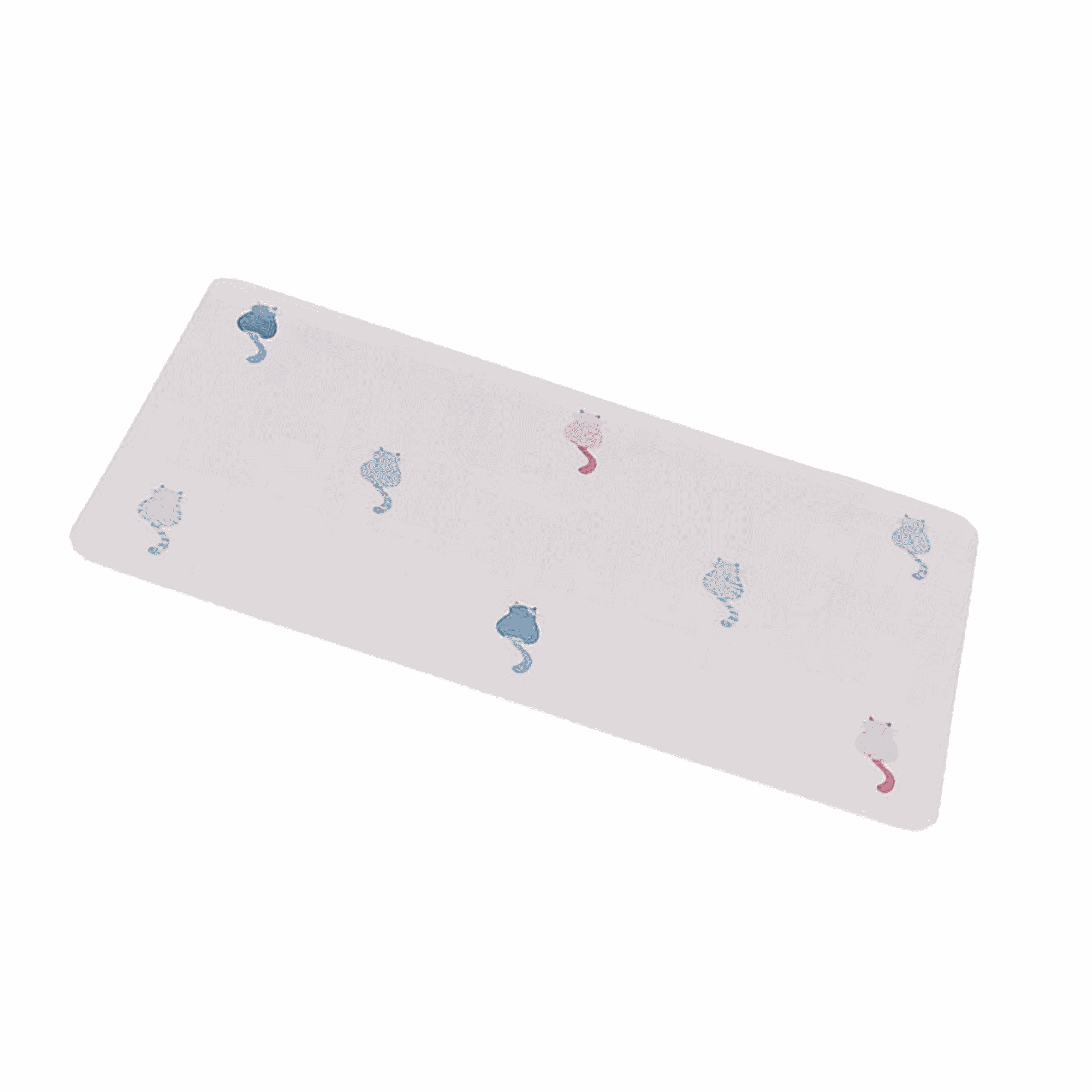 Side view of Trixie Lilly Cats non slip food and water bowl placemat with blue and pink cat design for cats
