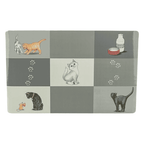 Trixie Patchwork Cat non slip food and water bowl placemat with grey cat design for cats