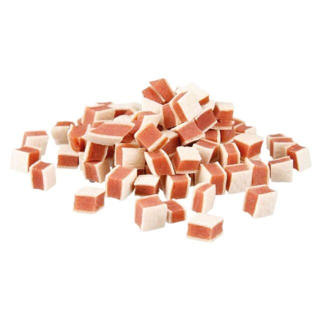 Close up of Trixie PREMIO Tuna & Chicken Sandwiches cat treats in a 50g resealable pouch.