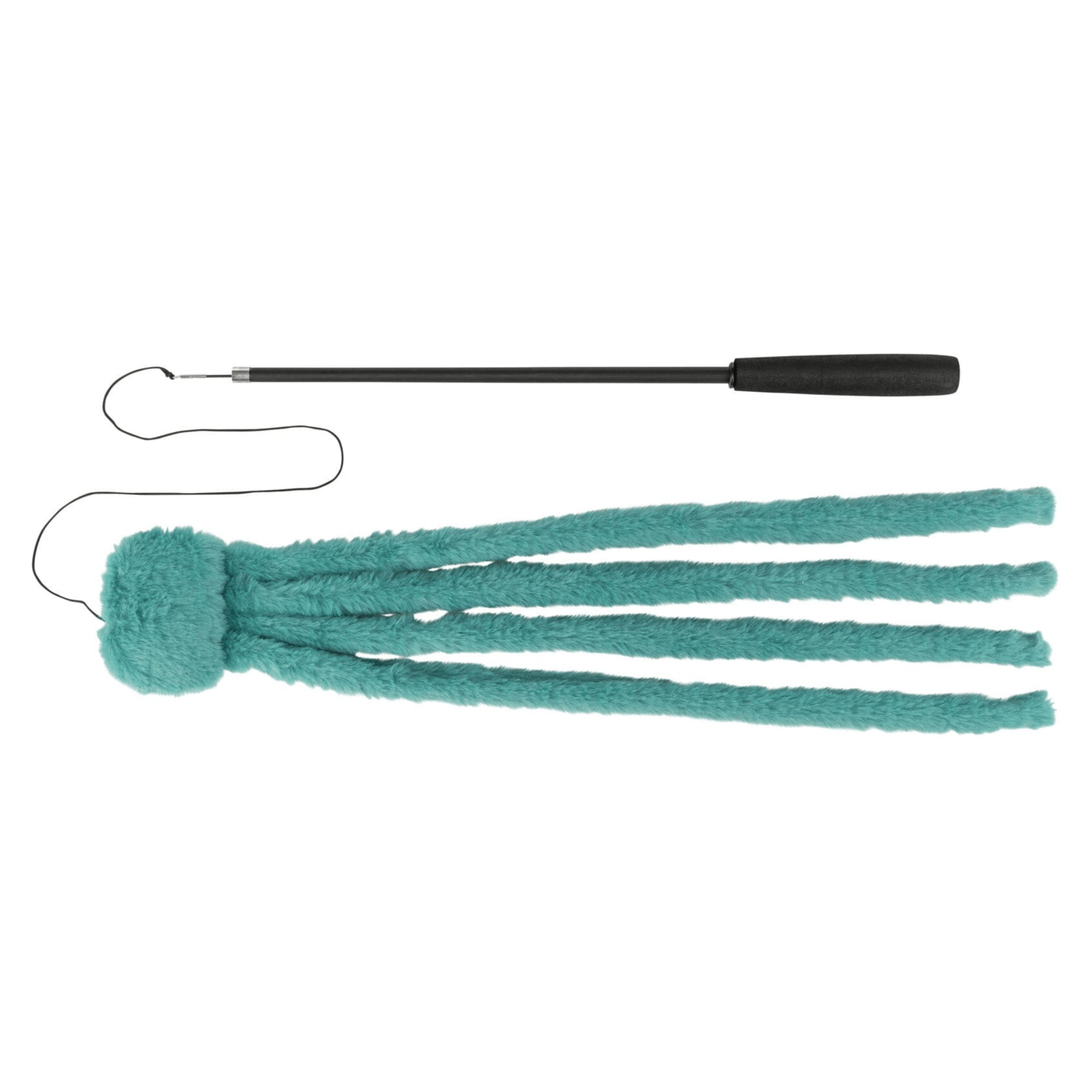 Trixie Telescope Octopus interactive cat playing rod extended with turquoise plush four-tentacle octopus toy and long fibreglass handle
