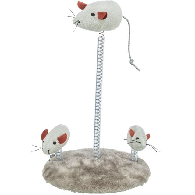 Trixie Wiggling Mouse catnip activity toy with three spring-mounted plush mice for cats and kittens