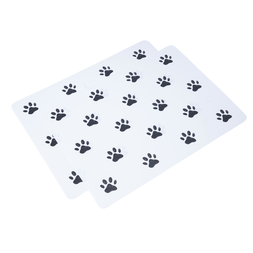 Paw Print Cat Food & Water Place Mats Twin Pack
