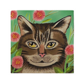 Handcrafted Decorative Tabby Cat Tile 8x8"