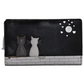 Mala Leather Midnight Cats Bifold Purse RFID Black