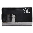 Mala Leather Midnight Cats Bifold Purse RFID Black