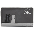 Mala Leather Midnight Cats Bifold Purse RFID Grey