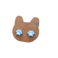 Cat Earrings - White Toe Beans on Sky Blue Paws Studs