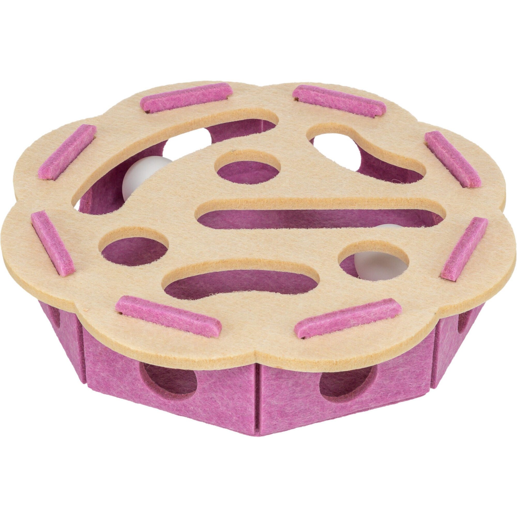 Trixie Hole ‘n’ Roll Felt Flower Cat Strategy Activity Fun Toy