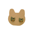 Cat Earrings - Tabby Kitty Head Studs