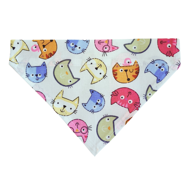 Handmade Cat/Dog Over the Collar Bandana Cat Faces