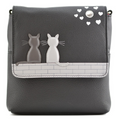 Mala Leather Midnight Cats Cross Body Bag Black or Grey