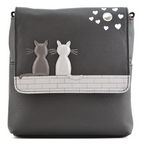 Mala Leather Midnight Cats Cross Body Bag Black or Grey