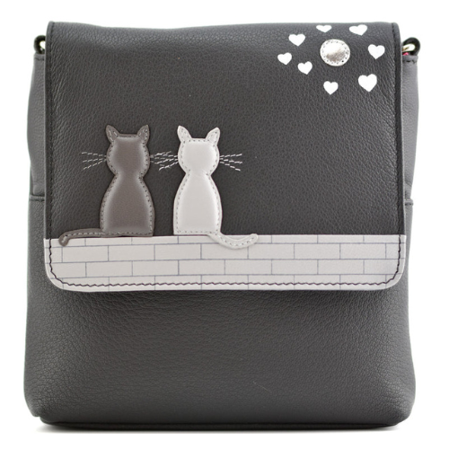 Mala Leather Midnight Cats Cross Body Bag Black or Grey