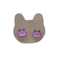 Cat Earrings - Candy Pink Kitty Face Studs