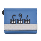 Mala Leather Peek a Boo Cats Small Tri Fold Purse RFID Blue