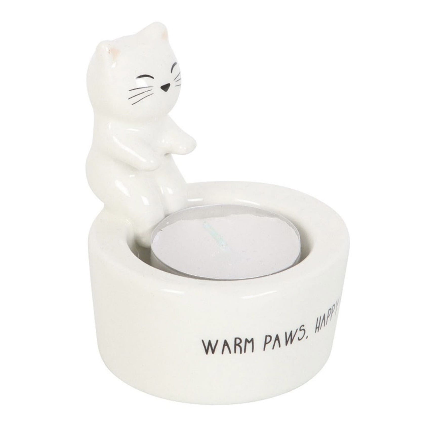 Home Decor Warm Paws Happy Heart Cat Tea Light Holder – Cat Lover Gift & Home Decor