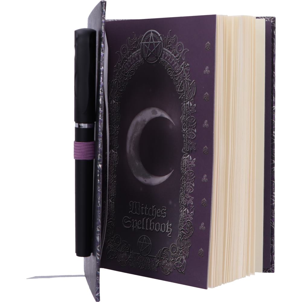 Embossed Witches Cat Spell Book A5 Journal & Pen