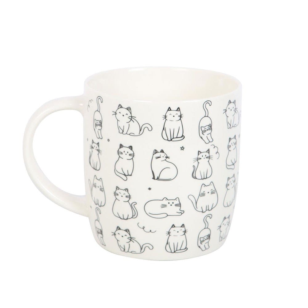 Mugs White Happy Cat Print Ceramic Mug