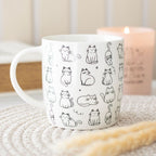 Mugs White Happy Cat Print Ceramic Mug