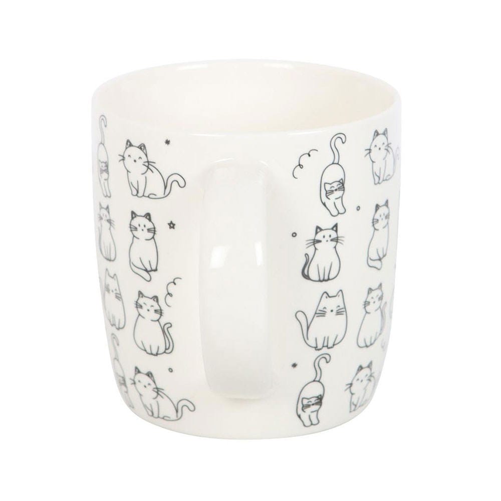 Mugs White Happy Cat Print Ceramic Mug