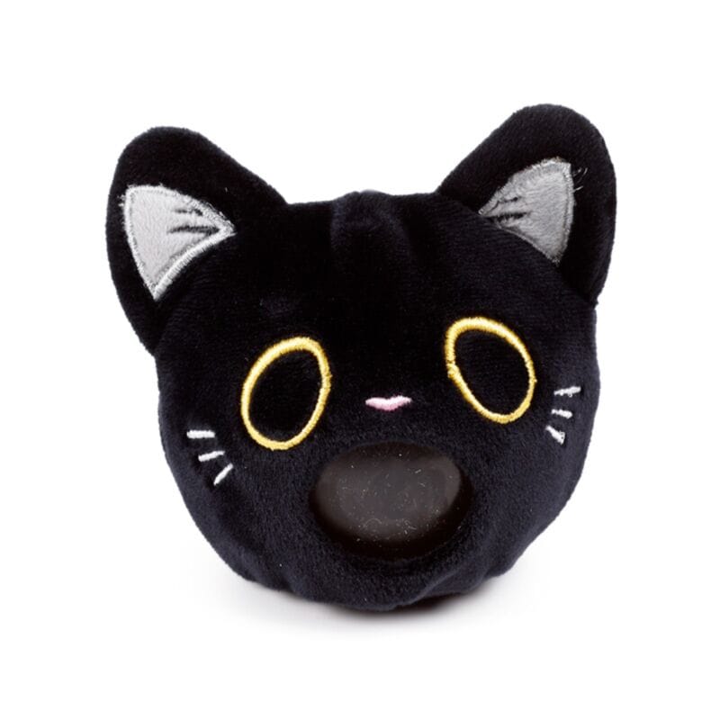 Lucky the Black Cat plush fortune teller toy with surprised expression