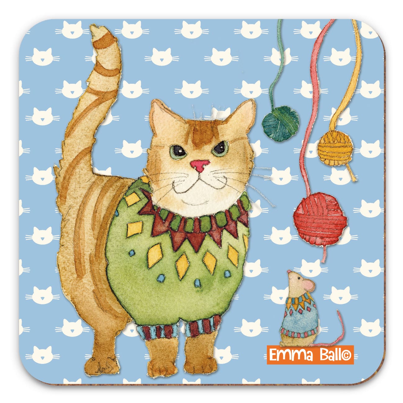 Emma Ball Kitten and Mousie Single Coaster