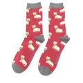 Mr Heron Men's Bamboo Cat Socks 'Lions' Oxblood