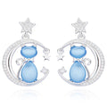 Furry Companions Cat On Moon Silver Plated Earrings