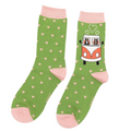 Miss Sparrow Ladies Bamboo Socks 'Road Trip Cats' Green