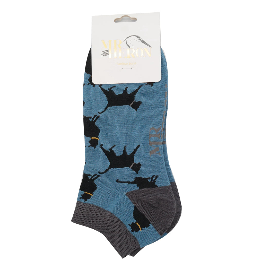 Mr Heron Men's Bamboo Trainer Socks 'Lucky Cats'