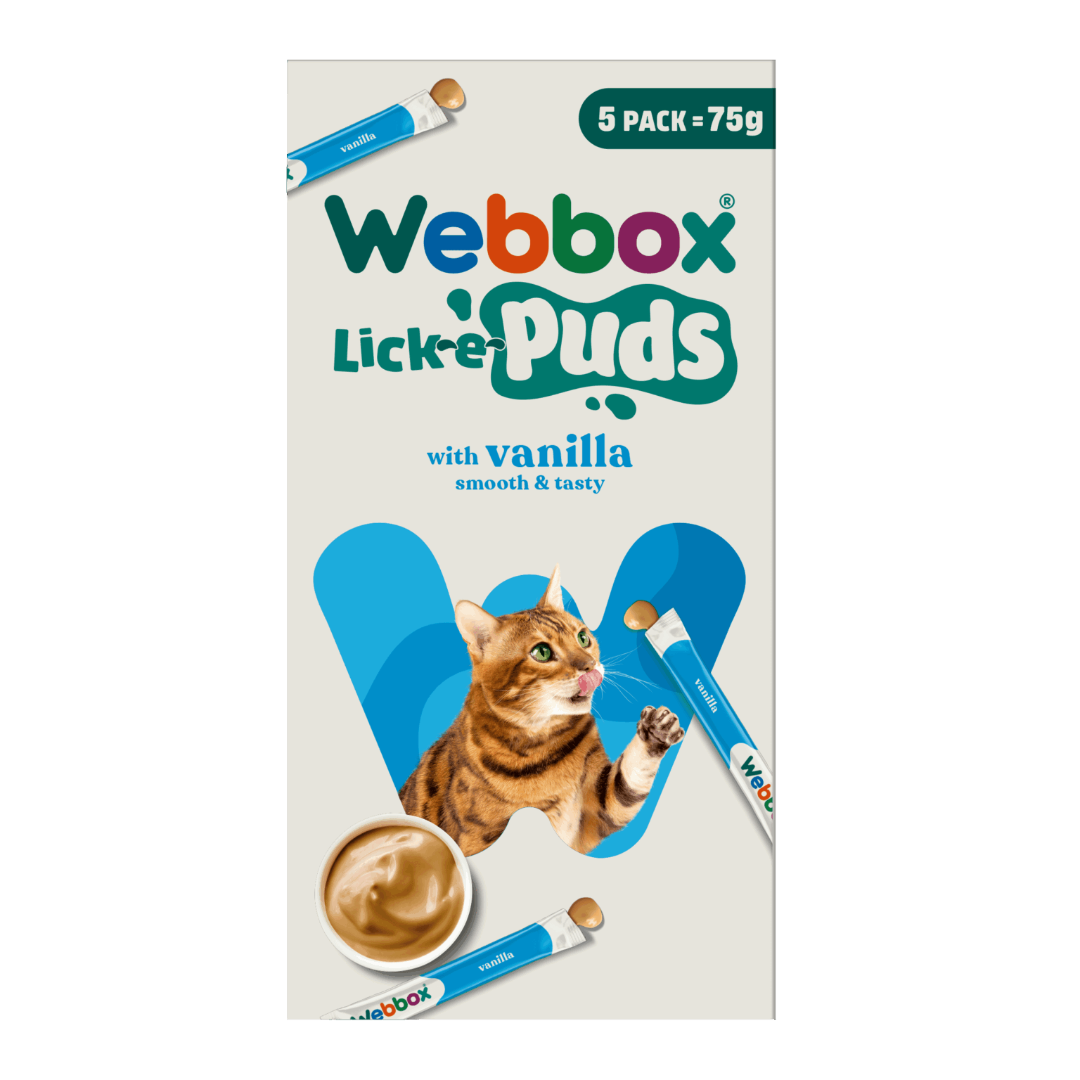 Webbox Lick-e-Puds Cat & Kitten Treat Vanilla 5x15g