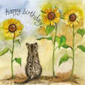 Alex Clark Large Gold Foiled Card - Cat & Sunflowers