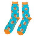 Mr Heron Men's Bamboo Cat Socks 'Tigers' Turquoise