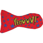 Red Yeowww! Stinky Sardine catnip toy with blue star design