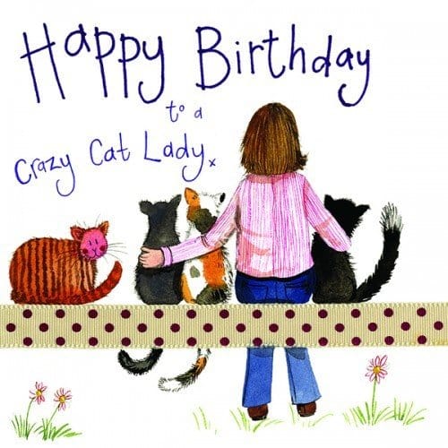 Greeting & Note Cards Alex Clark Large Sparkle Card - Crazy Cat Lady