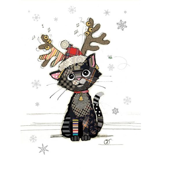 Christmas Cards Bug Art Christmas Card - Kitten Antlers (Single) BCW540