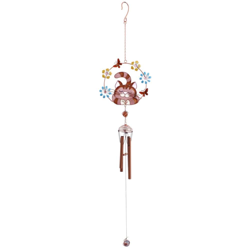 Wind Chime Cat, Flowers & Butterflies Hand Crafted Wind Chime