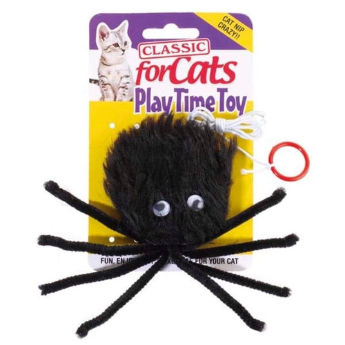 Cat Toys Classic Black Furry Spider Cat Toy BCW442