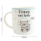 White Crazy Cat Lady coffee mug with adorable grey cat illustration and My Furry Baby wording, presented in a gift box.