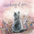 Alex Clark Classic Square Cat Card - Meadow Flowers