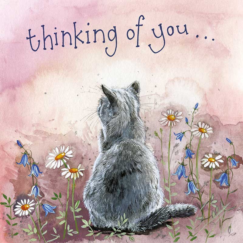 Alex Clark Classic Square Cat Card - Meadow Flowers