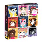 Mudpuppy Music Cats 500 piece jigsaw puzzle box showing nine illustrated musical cats including Freddie Purrcury, Meowdonna and David Meowie.