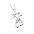Equilibrium silver plated filigree heart cat necklace with openwork heart-shaped cat pendant and sparkling crystal collar