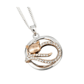 Equilibrium Lazy Cat two tone silver and rose-gold plated necklace with sparkling crystal sleeping cat pendant
